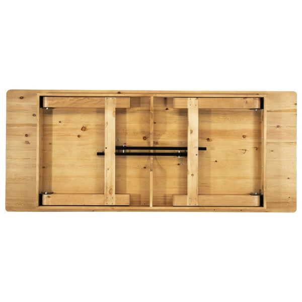 English Elm HERCULES 96" Farmhouse Folding Table - Solid Pine with Heavy-Duty Design for Dining & Events Light Natural 8'L x 40"W XA-F-96X40-LN-GG