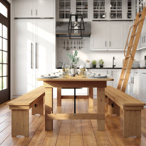 English Elm HERCULES 96" Farmhouse Folding Table - Solid Pine with Heavy-Duty Design for Dining & Events Light Natural 8'L x 40"W XA-F-96X40-LN-GG