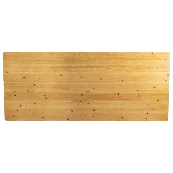 English Elm HERCULES 96" Farmhouse Folding Table - Solid Pine with Heavy-Duty Design for Dining & Events Light Natural 8'L x 40"W XA-F-96X40-LN-GG