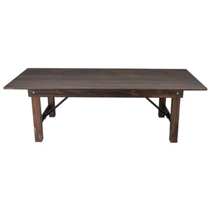 English Elm HERCULES 96" Farmhouse Folding Table - Solid Pine with Heavy-Duty Design for Dining & Events Mahogany 8'L x 40"W XA-F-96X40-MG-GG