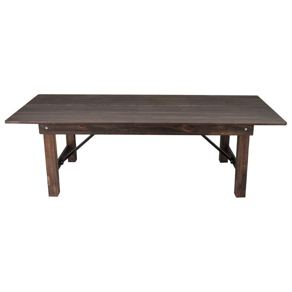 English Elm HERCULES 96" Farmhouse Folding Table - Solid Pine with Heavy-Duty Design for Dining & Events Mahogany 8'L x 40"W XA-F-96X40-MG-GG