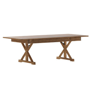 English Elm HERCULES Solid Pine Folding Farm Table with X Legs - Rustic Charm for Dining and Events, 880 lbs Capacity Antique Rustic 8'L x 40"W XA-F-96X40-XLEGS-GG