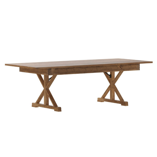 English Elm HERCULES Solid Pine Folding Farm Table with X Legs - Rustic Charm for Dining and Events, 880 lbs Capacity Antique Rustic 8'L x 40"W XA-F-96X40-XLEGS-GG