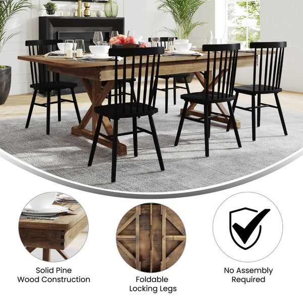 English Elm HERCULES Solid Pine Folding Farm Table with X Legs - Rustic Charm for Dining and Events, 880 lbs Capacity Antique Rustic 8'L x 40"W XA-F-96X40-XLEGS-GG