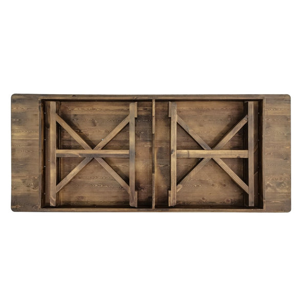 English Elm HERCULES Solid Pine Folding Farm Table with X Legs - Rustic Charm for Dining and Events, 880 lbs Capacity Antique Rustic 8'L x 40"W XA-F-96X40-XLEGS-GG
