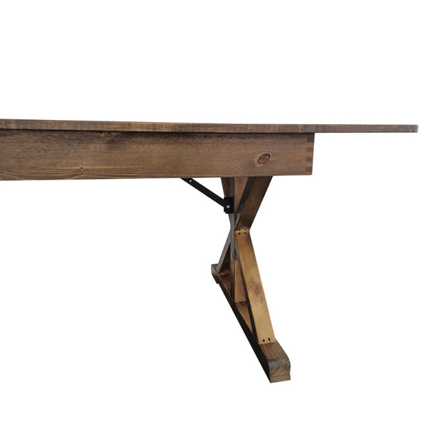 English Elm HERCULES Solid Pine Folding Farm Table with X Legs - Rustic Charm for Dining and Events, 880 lbs Capacity Antique Rustic 8'L x 40"W XA-F-96X40-XLEGS-GG