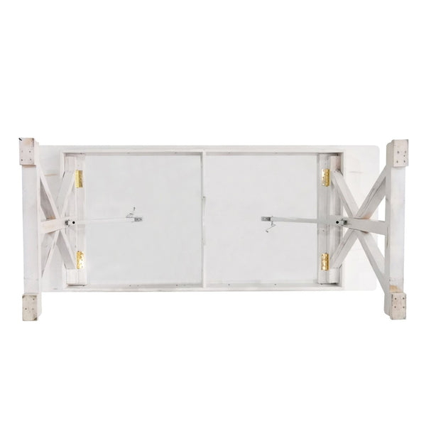 English Elm HERCULES Solid Pine Folding Farm Table with X Legs - Rustic Charm for Dining and Events, 880 lbs Capacity Antique Rustic White 8'L x 40"W XA-F-96X40-XLEGS-WH-GG