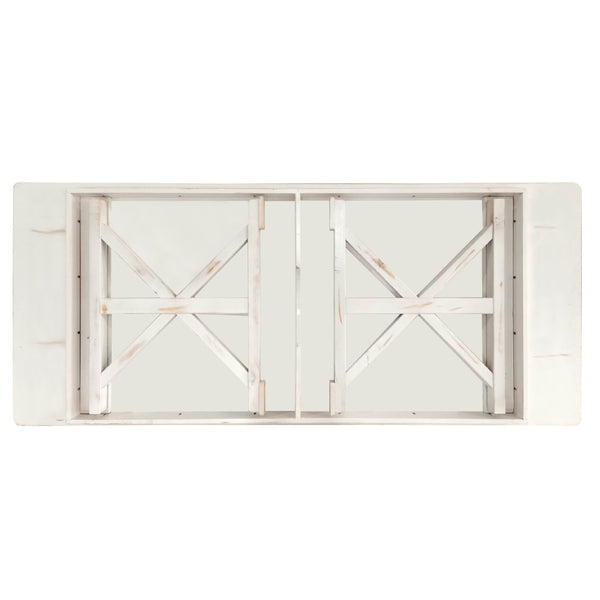 English Elm HERCULES Solid Pine Folding Farm Table with X Legs - Rustic Charm for Dining and Events, 880 lbs Capacity Antique Rustic White 8'L x 40"W XA-F-96X40-XLEGS-WH-GG