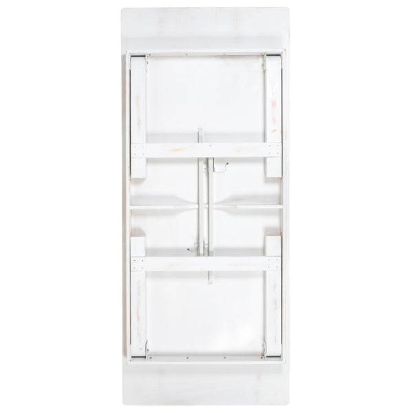 English Elm HERCULES Farmhouse Folding Table and Six Bench Set for Gatherings, Events, and Hospitality Spaces Antique Rustic White 8'L x 40"W XA-FARM-3-WH-GG