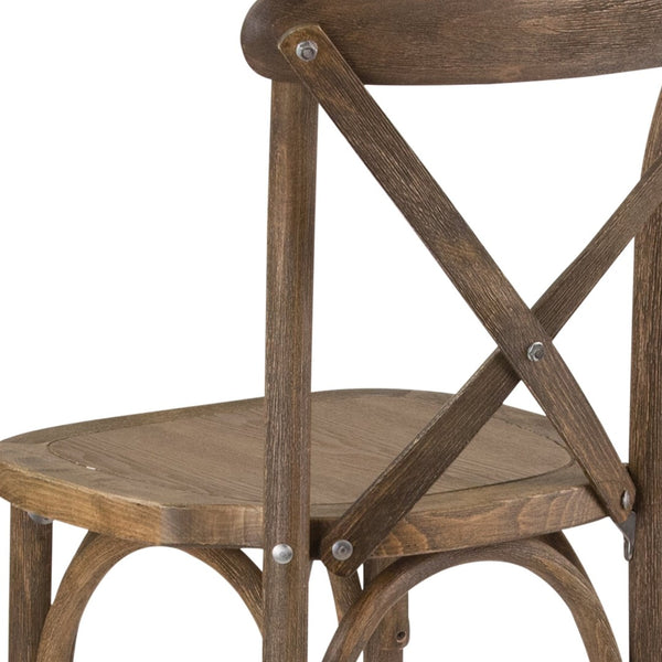 English Elm HERCULES Dark Antique Wood Cross Back Barstool – Timeless Bistro Charm for Home & Commercial Use XA-X-BAR-GO-GG