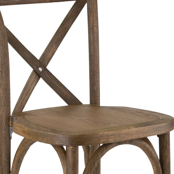 English Elm HERCULES Dark Antique Wood Cross Back Barstool – Timeless Bistro Charm for Home & Commercial Use XA-X-BAR-GO-GG