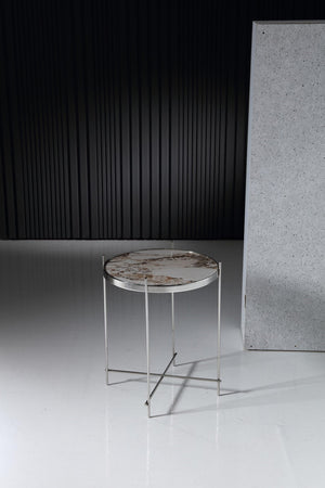 Pasargad Home Luxe Glass & Steel End Table - Chic Contemporary Design For Modern Living Spaces Multi Glass & Steel Jj-1061b