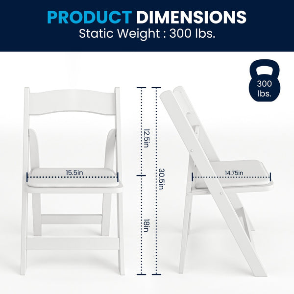 English Elm 2 Pack HERCULES Series Elegant Wood Folding Chairs with Detachable Vinyl Seats for Events & Home White 2-XF-2901-WH-WOOD-GG