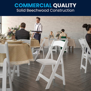 English Elm 2 Pack HERCULES Series Elegant Wood Folding Chairs with Detachable Vinyl Seats for Events & Home White 2-XF-2901-WH-WOOD-GG