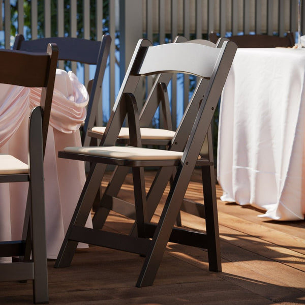 English Elm HERCULES Chocolate Wood Folding Chair with Detachable Padded Seat - Ideal for Events & Rentals XF-2903-CHOC-WOOD-GG