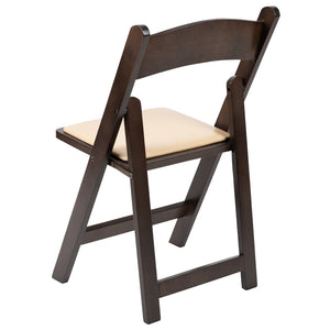 English Elm HERCULES Chocolate Wood Folding Chair with Detachable Padded Seat - Ideal for Events & Rentals XF-2903-CHOC-WOOD-GG