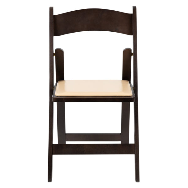 English Elm HERCULES Chocolate Wood Folding Chair with Detachable Padded Seat - Ideal for Events & Rentals XF-2903-CHOC-WOOD-GG