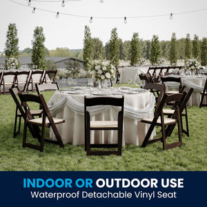 English Elm 2 Pack HERCULES Series Elegant Wood Folding Chairs with Detachable Vinyl Seats for Events & Home Fruitwood 2-XF-2903-FRUIT-WOOD-GG