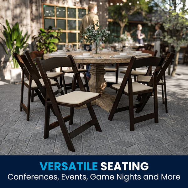 English Elm 2 Pack HERCULES Series Elegant Wood Folding Chairs with Detachable Vinyl Seats for Events & Home Fruitwood 2-XF-2903-FRUIT-WOOD-GG