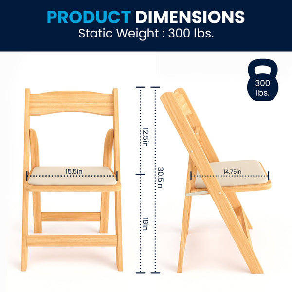 English Elm 2 Pack HERCULES Series Elegant Wood Folding Chairs with Detachable Vinyl Seats for Events & Home Natural 2-XF-2903-NAT-WOOD-GG