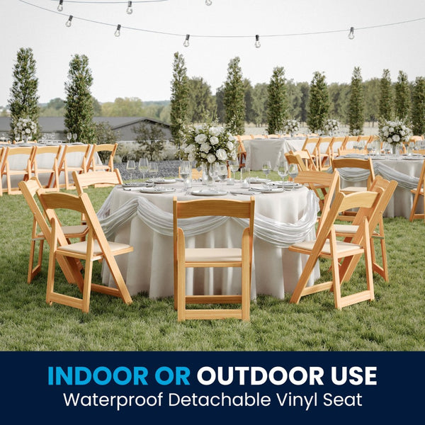 English Elm 2 Pack HERCULES Series Elegant Wood Folding Chairs with Detachable Vinyl Seats for Events & Home Natural 2-XF-2903-NAT-WOOD-GG