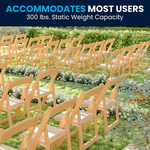 English Elm 2 Pack HERCULES Series Elegant Wood Folding Chairs with Detachable Vinyl Seats for Events & Home Natural 2-XF-2903-NAT-WOOD-GG