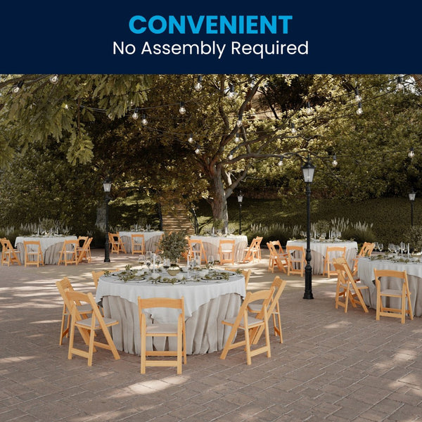 English Elm 2 Pack HERCULES Series Elegant Wood Folding Chairs with Detachable Vinyl Seats for Events & Home Natural 2-XF-2903-NAT-WOOD-GG