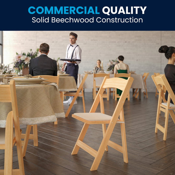 English Elm 2 Pack HERCULES Series Elegant Wood Folding Chairs with Detachable Vinyl Seats for Events & Home Natural 2-XF-2903-NAT-WOOD-GG