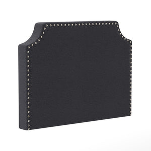 English Elm Adeline Contoured Headboard with Integrated Charging Station, Stylish Upholstery & Easy Installation Gray Linen Twin XH-8420F-T-GRY-GG