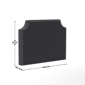 English Elm Adeline Contoured Headboard with Integrated Charging Station, Stylish Upholstery & Easy Installation Gray Linen Twin XH-8420F-T-GRY-GG