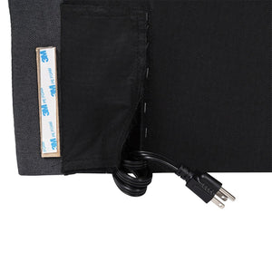 English Elm Adeline Contoured Headboard with Integrated Charging Station, Stylish Upholstery & Easy Installation Gray Linen Twin XH-8420F-T-GRY-GG