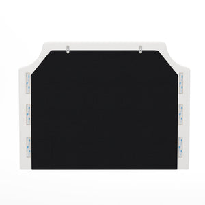 English Elm Adeline Contoured Headboard with Integrated Charging Station, Stylish Upholstery & Easy Installation White LeatherSoft Twin XH-8420P-T-WHTPU-GG