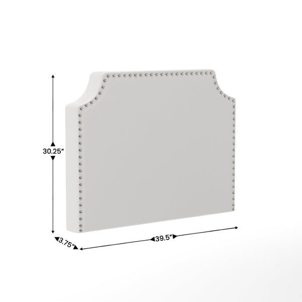 English Elm Adeline Contoured Headboard with Integrated Charging Station, Stylish Upholstery & Easy Installation White LeatherSoft Twin XH-8420P-T-WHTPU-GG