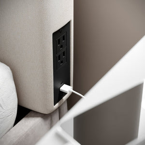 English Elm Hugo Upholstered Headboard with Integrated Charging Hub – Modern Faux Linen Design for Bedrooms Beige Twin XH-8461-T-BGE-GG