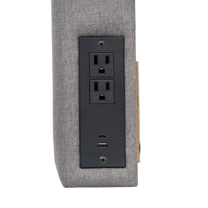 English Elm Hugo Upholstered Headboard with Integrated Charging Hub – Modern Faux Linen Design for Bedrooms Gray Twin XH-8461-T-GRY-GG