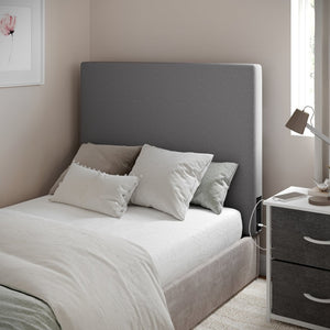 English Elm Hugo Upholstered Headboard with Integrated Charging Hub – Modern Faux Linen Design for Bedrooms Gray Twin XH-8461-T-GRY-GG