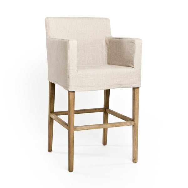 Avignon Slipcover Bar Stool Natural Oak, Natural Linen XL2001-Bar Stool E255 A003 Zentique