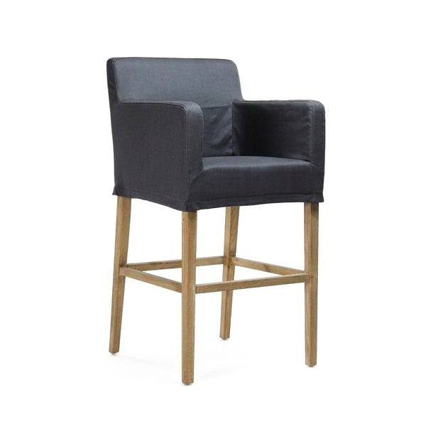 Zentique Avignon Slipcover Bar Stool - Timeless Style & Comfort With Easy-care Cotton & Durable Oak Design Natural Oak,Navy Cotton Oak,Cotton Xl2001 Bar Stool C016