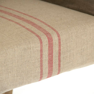 Avignon Slipcover Arm Chair Limed Grey Oak, Red Striped Khaki Linen XL2001 E272 A034 Zentique