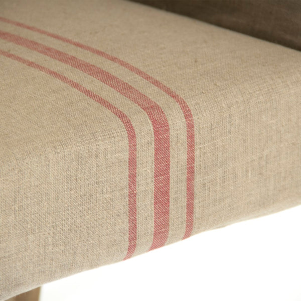 Avignon Slipcover Arm Chair Limed Grey Oak, Red Striped Khaki Linen XL2001 E272 A034 Zentique