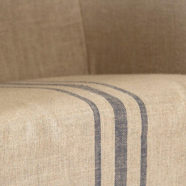 Zentique Avignon Slipcover Bar Stool with Oak Frame and Removable Linen Cover — Comfortable, Coastal Chic Seating Limed Grey Oak, Blue Striped Khaki Linen XL2001 Bar Stool E272 A033