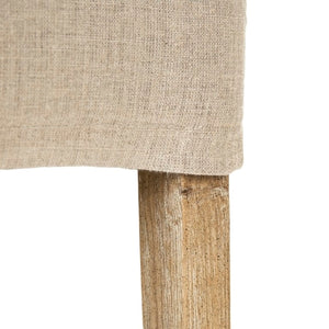 Zentique Avignon Counter Stool with Removable Linen Slipcover, Solid Oak Frame, Ergonomic Low Back Comfort Limed Grey Oak, Blue Striped Khaki Linen XL2001 Counter Stool E272 A033