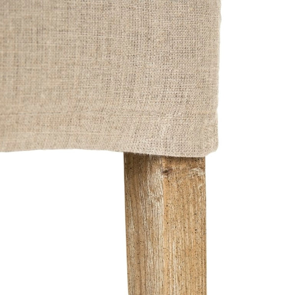 Zentique Avignon Counter Stool with Removable Linen Slipcover, Solid Oak Frame, Ergonomic Low Back Comfort Limed Grey Oak, Blue Striped Khaki Linen XL2001 Counter Stool E272 A033