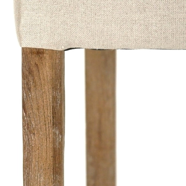Zentique Barrois Tufted Arm Chair with Solid Oak Frame and Breathable Linen Upholstery for Elegant Comfort Limed Grey Oak,Natural Linen, Burlap XL890 E272 A003 Jute