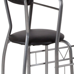 English Elm Sutton 3-Piece Retro Bistro Set with Black Glass Table & Vinyl Padded Chairs for Small Spaces XM-JM-A0278-1-2-BK-GG