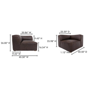Moe's Home Form Brown Leather Modular Sectional Sofa – Versatile Comfort For Stylish Living And Relaxation Brown Full Top,Grain Leather,Solid Wood And Plywood Frame Xq-1001-20