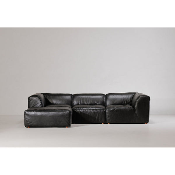 Moe's Home Form Modular Sectional In Vantage Black - Stylish, Versatile Design With Luxurious Top-grain Leather Black Upholstery, Full Top,Grain Leather,Solid Wood And  Plywood Frame Xq-1003-02