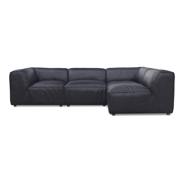 Moe's Home Form Modular Sectional In Vantage Black - Stylish, Versatile Design With Luxurious Top-grain Leather Black Upholstery, Full Top,Grain Leather Xq-1004-02