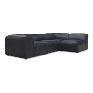 Moe's Home Form Modular Sectional In Vantage Black - Stylish, Versatile Design With Luxurious Top-grain Leather Black Upholstery, Full Top,Grain Leather Xq-1004-02