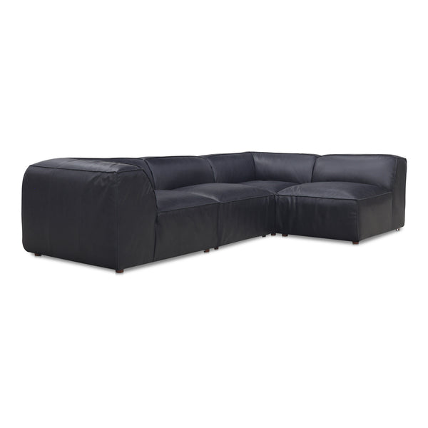 Moe's Home Form Modular Sectional In Vantage Black - Stylish, Versatile Design With Luxurious Top-grain Leather Black Upholstery, Full Top,Grain Leather Xq-1004-02